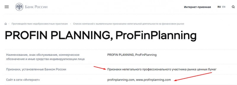 Обзор проекта ProFinPlanning, и отзывы о нем обманутых пользователей.