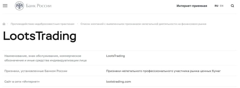 LootsTrading: отзывы трейдеров, обзор деятельности и предложений