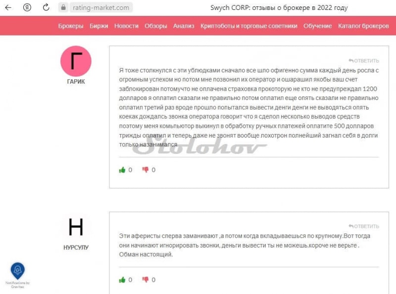 Обзор кухни SwychCorp: схема развода и отзывы вкладчиков