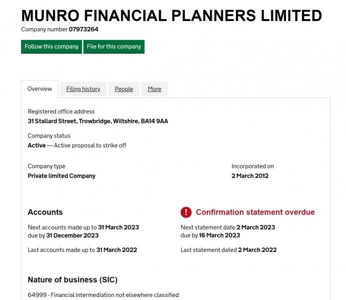 Munro Financial Planners Limited – отзывы и проверка munrofinancialplannersltd.com