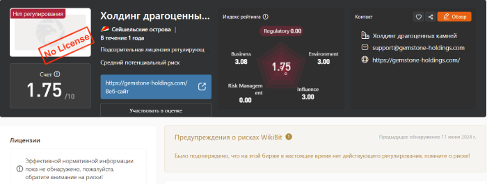 Gemstone Holdings (gemstone-holdings.com) лжеброкер! Отзыв Telltrue