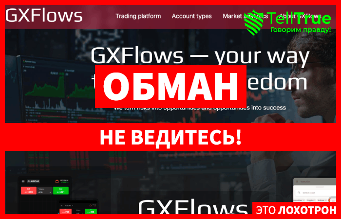 GXFlows (gxflows.com) лжеброкер! Отзыв Telltrue